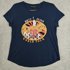 DKNY JEANS 1989 NYC World Tour‎ T-Shirt SOHO TRIBECA pop art GRAPHICS Navy Blue